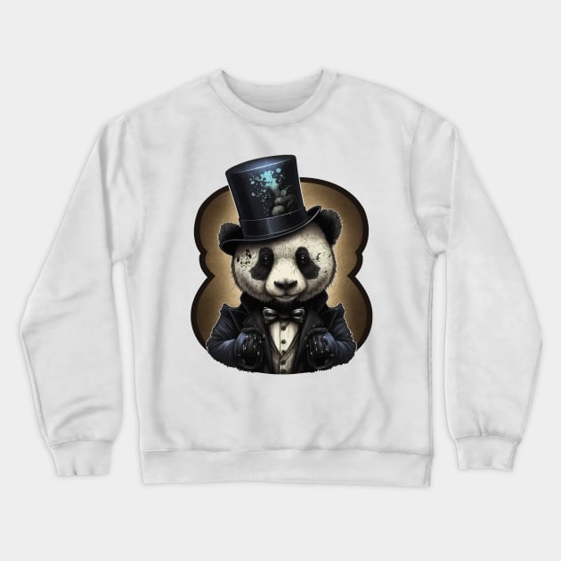 Panda wearing Top Hat Crewneck Sweatshirt by K3rst